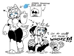 1girl 1girls 2d 2d_(artwork) 2d_artwork anthro anthro_female blue_eyes breasts cat_ears cat_girl cat_tail clothed_exposure condom condom_in_mouth corruption dialogue digital_drawing_(artwork) digital_media digital_media_(artwork) drool drooling english english_text female female_anthro female_focus femsub fishnets furry gameoverse glixtr glowing_eyes half_clothed half_naked heart humiliation hypnosis kaboodle_(gameoverse) kit_(gameoverse) kit_bodega large_breasts mind_control monochrome monochrome_background nipples possession prostitution short_hair sketch sketch_page smile smiling squatting tagme tail text used_condom whore whore_collar whore_eyes whored whored_out