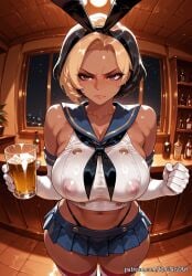 1girl 1girls 2026 ai_generated alcohol anime bare_shoulders big_breasts black_hair black_panties blizzard_entertainment blonde_hair blue_skirt boobs breasts brown_eyes cleavage closed_mouth collarbone cosplay covered_nipples crop_top crossover cup dark-skinned_female dark_skin domina elbow_gloves exposed_nipples eye_contact female female_focus female_only gloves hair_accessory hairband handwear highleg highleg_panties highres holding huge_breasts indoors inside kantai_collection large_breasts looking_at_viewer microskirt midriff multicolored_hair navel neutral_expression night nipples nsfw overwatch overwatch_2 panties patreon patreon_logo patreon_username pleated_skirt rognezart sailor_collar school_uniform see-through self_upload shimakaze_(kantai_collection)_(cosplay) short_hair skirt solo striped striped_thighhighs thighhighs thong two-tone_hair underwear v-shaped_eyebrows white_gloves