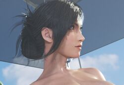 3d beach black_hair blender earings female female_only final_fantasy final_fantasy_vii jul3d jul3dnsfw long_hair makeup preview red_eyes solo tifa_lockhart