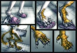anthro bodily_fluids brush brushing brushing_teeth domestic_cat drooling felid feline felis female mammal nolaf saliva solo transformation transformation_sequence