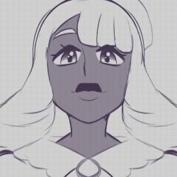 appdattta black_body dark_skin giantess gif gulp gulping jacinthe_(pokemon) pokemon pokemon_legends:_z-a pokemon_za swallow swallowing vore white_hair yukari_(pokemon)