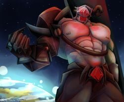 blazie_yumeri bara male male_only solo warrick_(gameoverse) gameoverse muscular muscular_male big_pecs sfw
