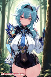 ai_art ai_generated anus ass deepthroat eula_(genshin_impact) feet fellatio female female_only foot_fetish genshin_impact large_areolae large_breasts nude pussy robosusensei toes