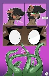 absurd_res blush bodily_fluids comic comic_panel cum cum_in_mouth cum_inside dialogue ear_blush earth_pony equid equine eyebrow_through_hair eyebrows eyelashes eyelashes_through_hair fan_character female feral genital_fluids hair hasbro hi_res horse inner_ear_fluff mammal my_little_pony onomatopoeia page_number pony scrwdrvr signature solo sound_effects speech_bubble surprised tentacles text translucent translucent_hair tuft