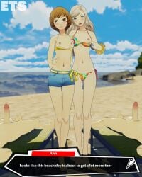 eulathighstraps before_sex beach beach_background ocean ocean_background sand clouds erection erect_penis 2boys2girls 2girls2boys pubic_hair ren_amamiya narukami_yu satonaka_chie brown_hair brown_eyes blushing smiling smiling_at_partner looking_at_partner bikini bikini_pull breasts_out breasts mouth_open ann_takamaki blue_eyes blonde_hair blonde_female blonde blonde-haired_female blonde_hair_female text text_box persona persona_5 persona_4