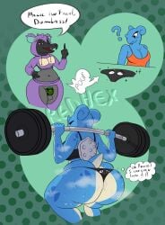male female transformation underwear sport lifting sweat sweating ass chastity_cage salandit lapras pokemon