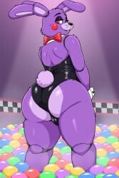 ai_generated animatronic anthro ass ball ballpit balls balls_under_clothes bonnie_(fnaf) bunny bunny_boy bunny_costume bunny_tail bunnysuit diplive7 five_nights_at_freddy's fnaf furry looking_back male purple_body purple_hair purple_skin rear_view robot robot_anthro robot_humanoid robot_joints robotic solo