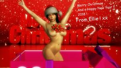 1girls 3d background big_breasts bow box breasts brown_hair candy candy_cane christmas christmas_hat christmas_present cybercole360 ellie_(the_last_of_us) ellie_williams female female_only games gift gift_box hazel_eyes human human_only legs naked new_year nipples nude nude_female posing present render ribbon santa_hat simple_background snow solo teasing text textured_background the_last_of_us video_games xnalara xps