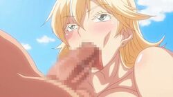 10s 1boy animated blonde_hair blue_eyes censored fellatio female nudist_beach_ni_shuugakuryokou_de!! nudist_beach_ni_shuugakuryokou_de!!_the_animation oral penis pink_pineapple sky sucking teacher_and_student tongue_out