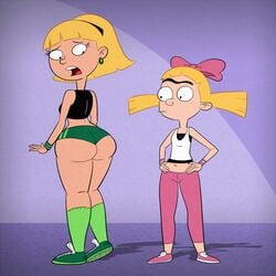 2girls ass big_breasts blonde_hair cameltoe cleavage curvy diadem erect_nipples female helga_pataki hey_arnold! huge_areolae huge_ass large_ass multiple_girls nickelodeon nicktoons olga_pataki puffy_nipples ribbon scobionicle99 short_hair small_breasts thick_lips twintails voluptuous wide_hips