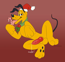 animal_genitalia animal_penis balls candy candy_cane canine canine_penis christmas disney erection food hat holidays knot licking male male_only mammal penis pluto santa_hat solo tongue tongue_out yaoi zambuka