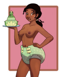 black-rayal black_hair breasts brown_eyes cake dark-skinned_female dark_skin diaper disney disney_princess female female_only nipples solo tagme the_princess_and_the_frog tiana what