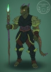 1boy 2d 2d_(artwork) 2d_animation 2d_artwork 5_fingers 5_toes armor ceehaz clothed clothing desaturated_background dog_knight_rpg dragonborn druid green_hair green_skin holding_object horns idle_animation magenta_scales magic_user male male_only muscular muscular_male no_shoes palurdas_(artist) purple_scales scalie skarr_(palurdas_arts) solo staff tagme tail video yellow_eyes