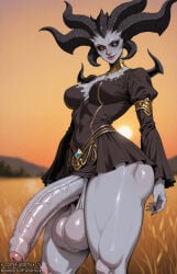 1futa ai_generated black_dress blizzard_entertainment boosty boosty_username bottomless demon demon_girl diablo_4 dickgirl dress foreskin futanari futornyx gigantic_penis grey_skin horns huge_balls huge_cock huge_penis intersex inviting inviting_to_sex large_testicles lilith_(diablo) little_black_dress medium_breasts solo testicles thick_thighs twitter_username veiny_penis wide_hips