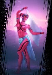 alien alien_girl berrythelothcat breasts_out lekku pinup posing red_skin star_wars twi'lek