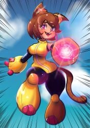 :3 armored_female big_ass big_thighs breasts brown_hair cat_ears cat_girl cat_humanoid cat_tail catfight catgirl eldexman fuchsia_eyes gameoverse glitch_productions kit_(gameoverse) looking_at_viewer sfw shortstack sky smile smiley_face thighs thighs_bigger_than_head