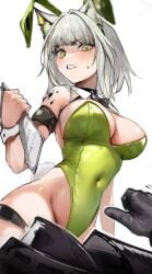 1girls 2d 2d_(artwork) 2d_artwork adult adult_female animal_ear_fluff animal_ears arknights armband bare_arms bare_chest bare_hands bare_hips bare_shoulders bare_skin bare_thighs belly_button big_boobs big_breasts black_bowtie black_lips black_lipstick bowtie breasts bunny_costume bunny_ears bunny_tail bunnygirl bunnygirl_outfit bunnysuit busty busty_female busty_girl collar curvaceous curvaceous_body curvaceous_female curvaceous_figure curvaceous_hips curvy curvy_body curvy_female curvy_figure curvy_hips digital digital_art digital_drawing digital_drawing_(artwork) digital_media digital_media_(artwork) disgust disgusted disgusted_expression disgusted_face disgusted_look dokuro_deluxe drawing elbows exposed_arms exposed_chest exposed_hips exposed_shoulders exposed_skin exposed_thighs eyebrows_visible_through_hair female female_focus fingers frown frown_eyebrows frowning frowning_at_viewer green-eyed_female green_bunny_ears green_bunnysuit green_eyes green_hairband green_leotard green_topwear groin head_tilt high_resolution highres hourglass_figure huge_boobs huge_breasts inframammary_fold inguinal_crease inguinal_ligament kal'tsit_(arknights) large_boobs large_breasts lean_figure leotard lip_gloss lips lipstick looking_at_viewer looking_down looking_down_at_viewer mature mature_female medium_hair narrow_waist navel plump_breasts scowl shoulders sideboob simple_background skindentation slender_body slender_waist slim_female slim_waist thick_thighs thighband thighs tilted_head topwear underboob upper_body voluptuous voluptuous_body voluptuous_female voluptuous_figure voluptuous_woman white-haired_female white_background white_collar white_hair white_wrist_cuffs wide_hips wrist_cuffs