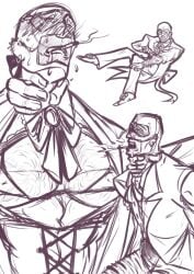 asphyxiation blush boner_in_pants bra bulge chest_hair choking corset crossdressing cumming_in_pants drooling erection erection_under_clothes khxn_ko373n lingerie_under_clothes masculine_crossdresser precum smoking spy_(team_fortress_2) suit team_fortress_2