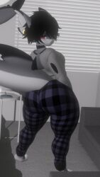 ass_focus big_ass cat_ears comfy flannel sabrean shark shark_girl shark_tail thick_thighs tight_clothing tight_pants vrchat vrchat_model