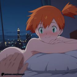 1boy 1girls anime anime_style anus artist_name ass ass_focus ass_grab backboob bare_shoulders blush bottomless breasts clenched_teeth clothed_female_nude_male clothed_sex cum cum_in_ass cum_in_pussy cum_inside cum_overflow dark-skinned_male dark_skin doggy_style erection fansly female from_behind hi_res high_quality high_resolution highres huge_ass hugging_object interracial kasumi_(pokemon) looking_at_viewer looking_back on_bed orange_hair original_character penis pillow pillow_hug pokemon pokemon_(anime) pokemon_(classic_anime) pokemon_rgby pov pussy sex sex_from_behind shirt_lift short_hair side_ponytail solo_focus staxxy staxxy2 straight sweat tank_top teeth uncensored veins veiny_penis watermark