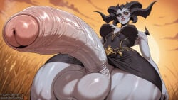1futa ai_generated black_dress blizzard_entertainment boosty boosty_username bottomless demon demon_girl diablo_4 dickgirl dress foreskin futanari futornyx gigantic_penis grey_skin horns huge_balls huge_cock huge_penis intersex large_testicles lilith_(diablo) little_black_dress medium_breasts penis_close-up precum precum_drip solo taker_pov testicles thick_thighs twitter_username veiny_penis wide_hips