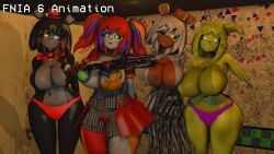 3d 3d_(artwork) 3d_model 4girls baby_(fnafsl) background big_breasts black_eyes black_hair black_skin breasts bunny_girl circus_baby circus_baby_(fnaf) circus_baby_(fnia) eyes female female_only five_nights_at_freddy's five_nights_in_anime fnaf fnia freddy_fazbear's_pizzeria_simulator green_eyes green_hair hair hat lefty_(fnaf) lefty_(fnia) looking_at_viewer molten_freddy molten_freddy_(fnaf) night3d nightfnia nipple_slip nipples_covered no_panties no_vagina open_mouth orange_hair panties patreon purple_panties red_hair red_hat red_panties red_skirt scottgames scrap_baby scrap_baby_(fnaf) scrap_baby_(fnia) scraptrap scraptrap_(fnaf) smile smiling solo solo_female star white_hair yellow_eyes