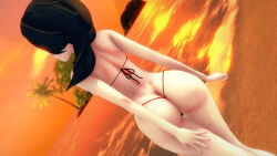 1girls amber_eyes black_hair cinder_fall hair_over_one_eye half-dressed half_naked half_naked_female logang45 rwby solo_female