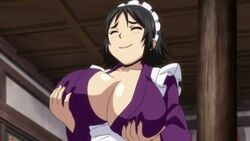 animated animated_gif big_breasts bouncing_breasts cafe_chichiminazu_manager_(manyuu_hikenchou) female hoods_entertainment maid manyuu_hikenchou murasaki_(manyuu_hikenchou) screencap screenshot