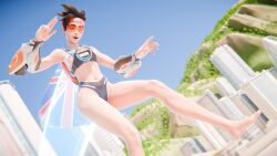 lewdrex track_and_field_tracer tracer lena_oxton blizzard_entertainment overwatch 1girls female female_only female_focus light_skin light-skinned_female british british_female detailed_background pose posing showing_off brown_hair brunette panties glasses visor looking_at_viewer smile smiling alternate_version_available barefoot armwear breasts medium_breasts areolae areola nipples sideboob presenting presenting_breasts 3d 3d_(artwork) blender watermark 2026 athletic athletic_female petite petite_body petite_female slim_waist chronal_accelerator