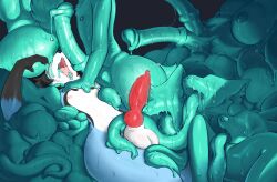ambiguous_fluids ambiguous_gender animal_genitalia anthro balls big_butt big_penis blue_body blue_fur bodily_fluids breasts butt canid canine canine_genitalia clone clone_gangbang dark_hair dark_markings dominant dominant_male dripping equine_genitalia erection eyeless facesitting femboy fox fur genital_fluids genitals goo_creature goo_pit goo_string group group_sex hair hajnalski hi_res imminent_fellatio imminent_oral knot long_tongue male mammal markings mismatched_genitalia multi_genitalia nilski_(hajnalski) nipples niski_(hajnalski) nude open_mouth orgy pawpads paws penis precum red_knot red_penis sex sitting sitting_on_another slime submissive submissive_male sweat tail tentacle_tongue tentacles tongue tongue_out white_balls white_body white_fur wide_hips