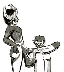 2boys cock_in_face genderbend huge_balls huge_cock male_only midna muscular_male the_legend_of_zelda:_twilight_princess
