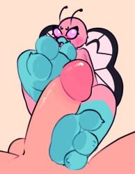 3_toes antennae_(anatomy) anthro arthropod blush blush_lines breasts butterfly butterfree clusterful compound_eyes cute_fangs duo fangs feet female foot_fetish foot_focus foot_play footjob generation_1_pokemon genitals hi_res insect lepidopteran male male/female nintendo paws penile pokemon pokemon_(species) sex solo_focus teeth toes vulva wings