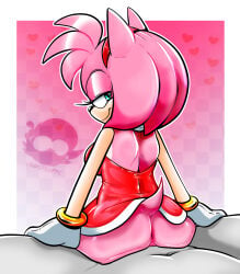accessory amy_rose anthro anus big_butt border bracelet breasts butt clothed clothing dress duo eulipotyphlan eyelashes female female_on_top fur gloves green_eyes hair hair_accessory hairband handwear head_tuft hedgehog hi_res human_on_anthro jewelry looking_back male male/female mammal no_panties no_underwear on_top pattern_background penetration pink_background pink_body pink_fur pink_hair red_clothing red_dress sega sex short_hair simple_background smile sonic_(series) sonic_the_hedgehog_(series) tan_body tan_fur tuft vaginal vaginal_penetration voidsdroids white_border white_clothing white_gloves white_handwear wide_hips