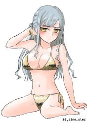1girls 2d 2d_(artwork) 2d_artwork arm_behind_head arm_support ashamed bare_armpits bare_arms bare_belly bare_calves bare_chest bare_hands bare_hips bare_knees bare_legs bare_midriff bare_navel bare_shoulders bare_skin bare_thighs bare_toes barefoot belly belly_button big_boobs big_breasts bikini bikini_bottom bikini_only bikini_top blush_face blushing blushing_at_viewer blushing_female breasts busty busty_female busty_girl calves character_request cleavage collarbone digital digital_art digital_drawing digital_drawing_(artwork) digital_media digital_media_(artwork) drawing elbows embarrassed embarrassed_expression embarrassed_female exposed exposed_armpits exposed_arms exposed_belly exposed_chest exposed_hips exposed_legs exposed_midriff exposed_navel exposed_shoulders exposed_skin exposed_thighs exposed_toes feet female female_focus female_only fingers flushed flushed_face flustered flustered_female frown frown_eyebrows frowning frowning_at_viewer full_body gold_bikini gold_bikini_bottom gold_bikini_top gold_swimsuit gold_swimwear grey-haired_female grey_hair groin half_naked half_nude halterneck hand_behind_head hand_on_hair hand_on_head hand_on_own_hair hand_on_own_head head_tilt high_resolution highres knees large_boobs large_breasts lean_figure legs legs_folded long_hair looking_at_viewer lysine_slmr midriff naked naked_female naked_woman narrow_waist navel nude nude_female nudity one_side_up partially_undressed scowl seiza semi_nude shoulders side-tie_bikini silver-haired_female silver_hair silver_hair_female simple_background sitting sitting_on_ass sitting_on_floor sitting_on_ground sitting_on_knees slender_body slender_waist slim_female slim_waist solo string_bikini swimsuit swimwear thighs tilted_head touching_hair touching_head wariza white_background yellow-eyed_female yellow_eyes