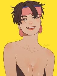 drawink marvel marvel_comics jubilee jubilation_lee 1girls female female_only tasteful_nudity bare_shoulders breasts breasts_out partially_nude suggestive sexually_suggestive short_hair shades lipstick earrings asian asian_female chinese_female mutant_(marvel) x-men aroused_female smiling_at_viewer looking_at_viewer nipples_out_of_frame artistic_nude big_breasts casual_nudity