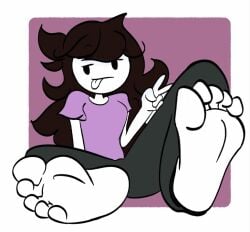 1girls 2d 2d_(artwork) absurdres artist_request barefoot best_feet brown_hair caporado_(artist) cute_female_feet feet female_focus female_only foot_fetish foot_fetish_validation foot_focus foot_play foot_worship highres jaiden jaiden_animations jaiden_dittfach long_hair looking_at_viewer peace_sign presenting_feet purple_shirt sexy_feet showing_feet soles soles_fetish solo_female toes tongue_out youtube youtube_avatar youtuber youtuber_girl youtuber_sona