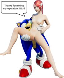 1boy 1girls 3d anal anus blue_eyes breasts candyhead female green_eyes hate_sex hetero interspecies male nipples nude penis princess_elise pussy red_hair sex small_breasts sonic_(series) sonic_2006 sonic_the_hedgehog speech_bubble spread_legs straight text white_background