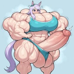 ai_generated balls breasts buruma futa_pecs futanari gigantic_balls gigantic_penis horse_girl huge_ass huge_balls huge_breasts huge_cock huge_muscles huge_testicles hyper_balls hyper_muscles hyper_penis intersex large_balls large_pectorals large_penis large_testicles mejiro_mcqueen_(umamusume) muscles muscular muscular_futa pecs penis_out sports_bra steam sweat testicles two-know umamusume umamusume_pretty_derby v-shaped_eyebrows vein veins veiny_penis