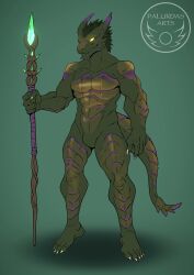 2d 2d_(artwork) 2d_animation 2d_artwork 5_fingers 5_toes ceehaz dog_knight_rpg dragonborn druid green_hair green_skin holding_object horns idle_animation magic_user male male_only muscular muscular_male no_genitals nude palurdas_(artist) purple_scales scalie skarr_(palurdas_arts) solo staff tagme tail video yellow_eyes