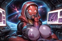 tali'zorah_nar_rayya quarian bioware mass_effect alien alien_girl alien_humanoid bodysuit latex_suit latex_bodysuit skinsuit helmet helmet_with_visor visor hood_up hood glowing_eyes indoors space spacecraft spaceship spacesuit spaceship_interior light-skinned_female purple_skin mature_female thick_thighs voluptuous voluptuous_female ai_generated creamhorseai blush curvy curvy_female curvy_figure fit fit_female high_resolution highres horny horny_female hourglass_figure huge_ass huge_breasts big_ass big_breasts big_butt mature perfect_body seductive seductive_look erect_nipples female big_balls big_penis huge_balls huge_cock hyper_balls testicles male male/female massive_balls massive_penis nubbed_penis ribbed_penis alien_penis knot knotted_penis purple_penis alien_boy titjob titfuck paizuri ripped_bodysuit