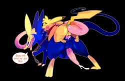 2015 anal anal_sex anus backsack balls cum english_text kecleon male nerdthatdraws nintendo penetration pikachu pokémon_(species) pokemon text video_games yaoi