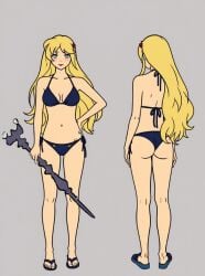slayer_mage slayer_mage_my_first_rpg female female_only female_focus blue_eyes sexy sexy_pose sexy_body slim_waist slim perfect_body perfect_boobs perfect_legs skinny skinny_female mage setsuka_(slayer_mage) setsuka_(slayer_mage_my_first_rpg) from_behind from_behind_position ass ass_focus butt butt_focus perfect_ass blonde_hair bikini bikini_top bikini_bottom
