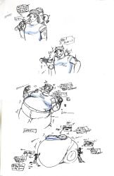 1girl 2boys ass_pancakes english_dialogue english_text freak_fortress_2 inflation inflation_sequence p-balloon paper_drawing pushing scoutit simple_coloring sketch sketch_lines soupcock_porkpie team_fortress_2 tf2 tfinflatedlo