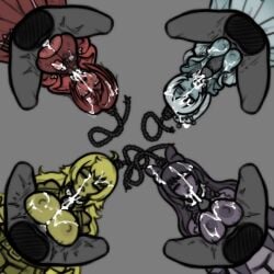 4boys 4girls blake_belladonna breasts closed_eyes corpse cum cum_in_mouth cum_on_breasts cum_on_face death female_death gore guro gurochanop hanged hanging huge_breasts monochrome multiple_deaths multiple_monochrome necrophilia nipples noose open_mouth paizuri ruby_rose rwby sex simple_background snuff straddling straddling_paizuri straight strangling tears tongue_out torn_clothes weiss_schnee yang_xiao_long