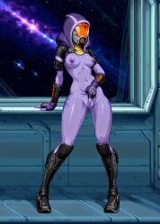 ai_generated alien alien_girl areolae big_breasts bioware breasts female female_only helmet helmet_with_visor hood hood_up mass_effect nipples purple_skin quarian solo solo_female tagme tali'zorah_nar_rayya visor