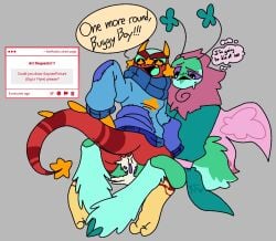 1boy 1boy1girl 1girl 1girls 1girls1boy another_round antennae_(anatomy) armless arms_up blue_sweater bug butterfly butterfly_wings cum cum_drip cum_in_pussy cum_inside dandy's_world dandys_world fluffy flyte_(dandy's_world) fur gigi_(dandy's_world) half_lidded_eyes pink_fur red_skin roblox roblox_game shrimpscampy simple_background star_(symbol) sweatdrop sweater_lift sweating tagme tail teal_skin tentacle_dick thought_bubble wings
