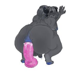 zuka_(phighting) phighting roblox roblox_game horns ass ass_focus dildo dildo_in_ass anal_masturbation older_male fat_butt male male_only