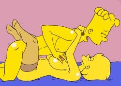 arms_around_neck bart_simpson bed brother_and_sister cumming_inside edit erect_nipples hands_on_breasts incest large_breasts legs_up legs_wrapped_around_partner lisa_simpson missionary_position nude orgasm orgasm_face sbb sex siblings stockings the_simpsons yellow_skin