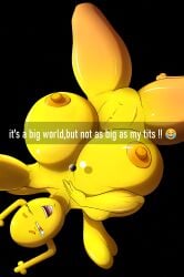 penny_fitzgerald the_amazing_world_of_gumball colonel-gabbo giantess planetary_macro macro planet 1girls female yellow_body horns wings earth english_text text giant_breasts huge_breasts breasts thighs thick_thighs one_eye_closed selfie
