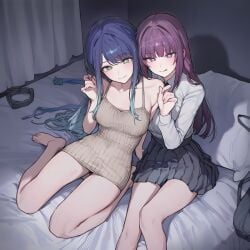 2girls ai_generated amazing_quality crossover kurokawa_akane lesbian peak saiki_himeka star_girls yuri